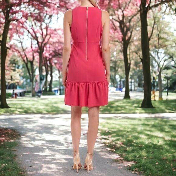 DONNA MORGAN NWT SLEEVELESS DRESS RUFFLE FLOUNCE SKIRT SHEATH COCKTAIL PARTY - Picture 2 of 8